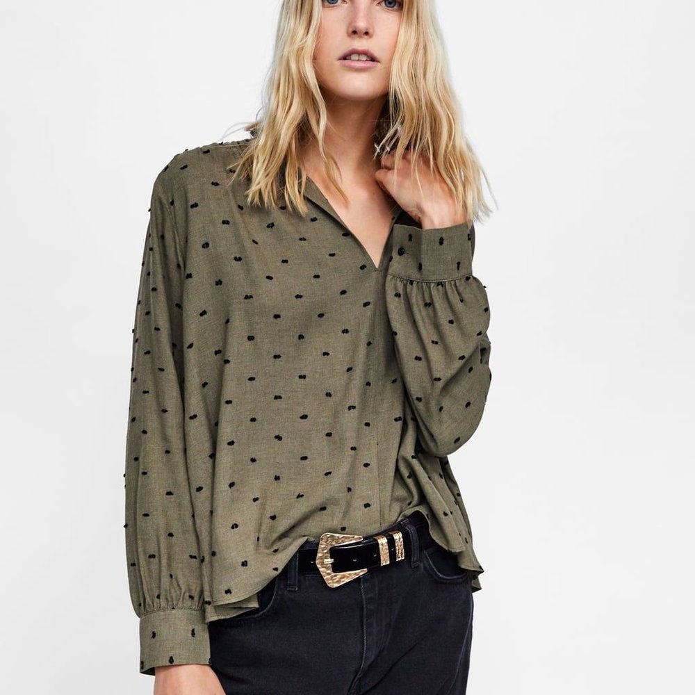 Zara Swiss Dot Blouse